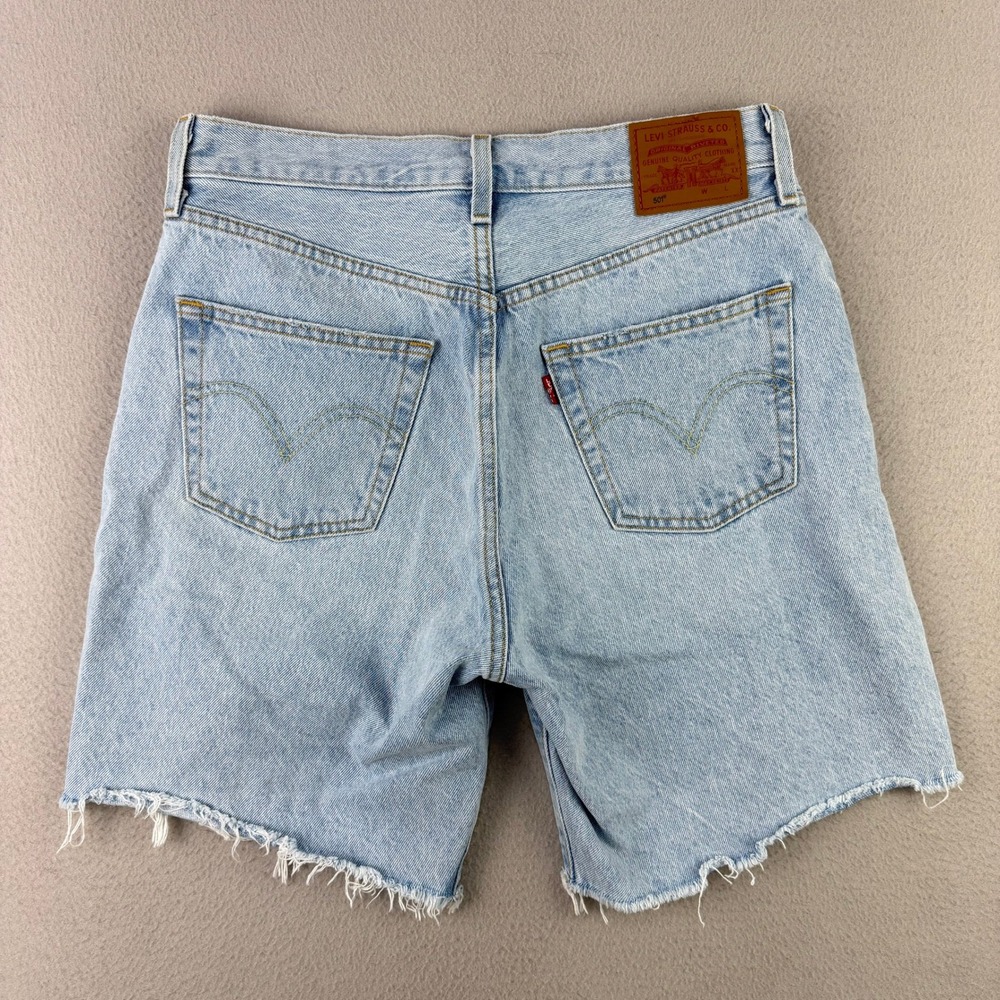 Levi's 501 Original Cutoff Shorts Women 30 Light Wash Blue Distressed Denim - Picture 2 of 10